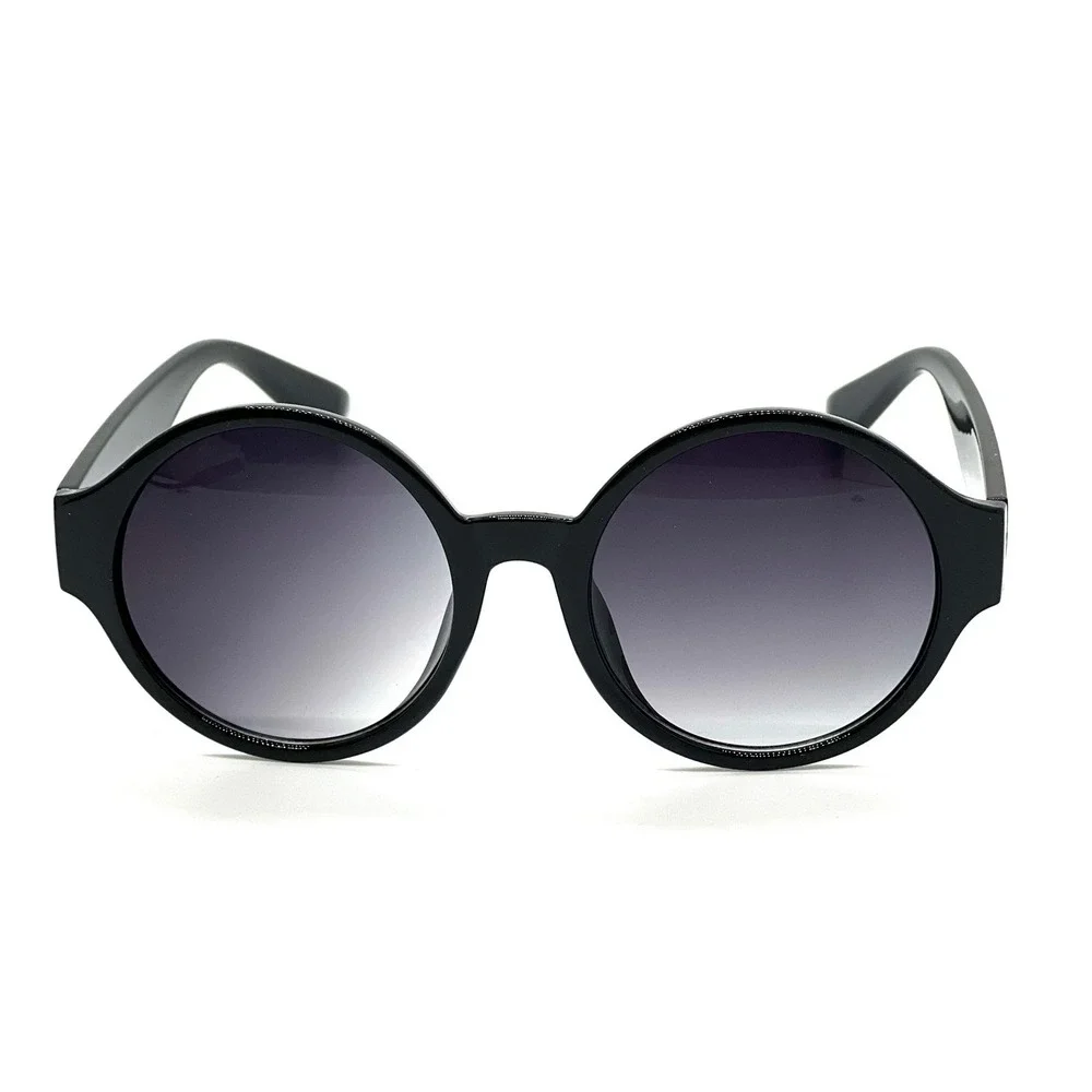 Round Oversized Sunglasses Women's Fashion‎ Black Frame Red Stripe UV400 Protect